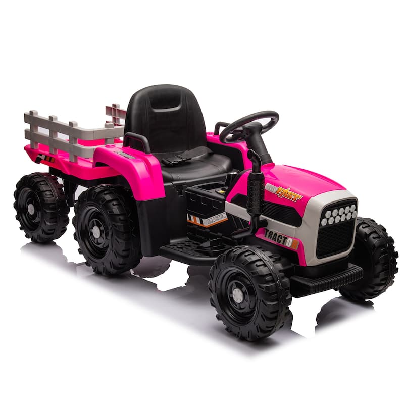 Ride on Tractor,Trailer,24VBattery Powered Electric Toy,200w*2motor 1.86-4.97MPH,Remote Control,3 speed adjustable,LED,safe belt
