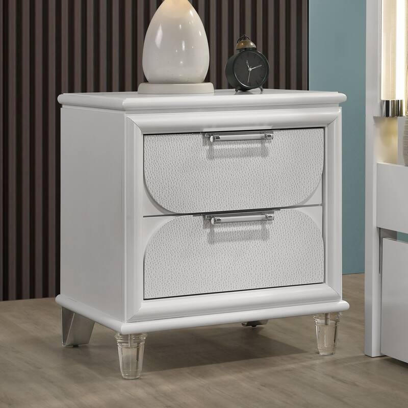 Furniture of America Drima Modern Pearl White Solid Wood 2-Drawer Kids Nightstand