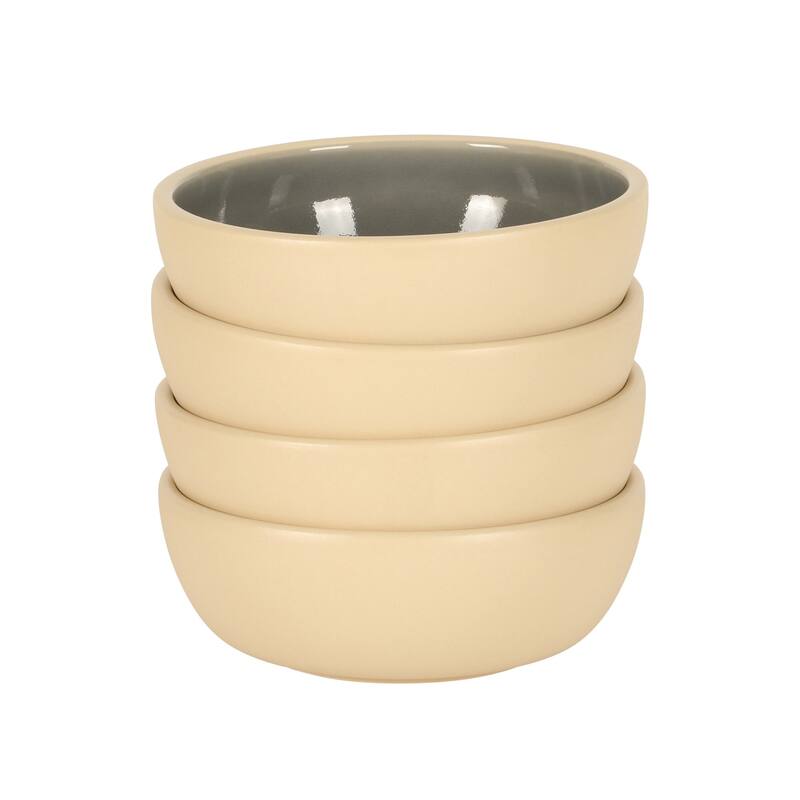 Gibson Elite - Made in Portugal - Port Gaia 4 Piece Cereal Bowl Set, 6.2" Stoneware Reactive Glaze, Dessert & Snack Bowls