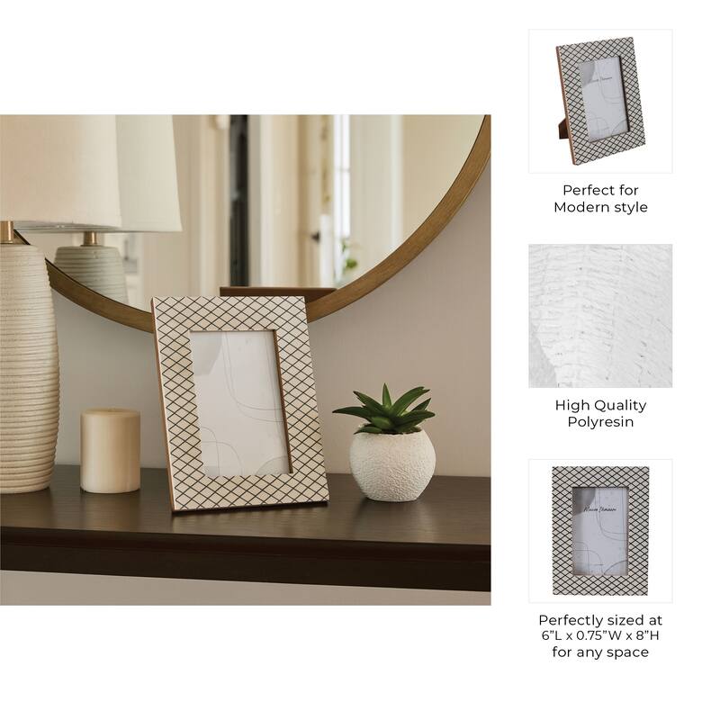 Resin Wood Diamond Pattern Photo Frame - Black, 4x6 in.