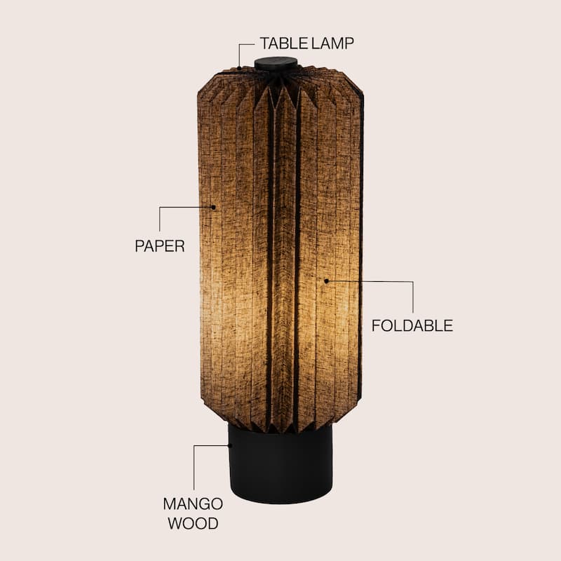 Banks Modern Minimalist Paper Pleated Column Accent LED Table Lamp