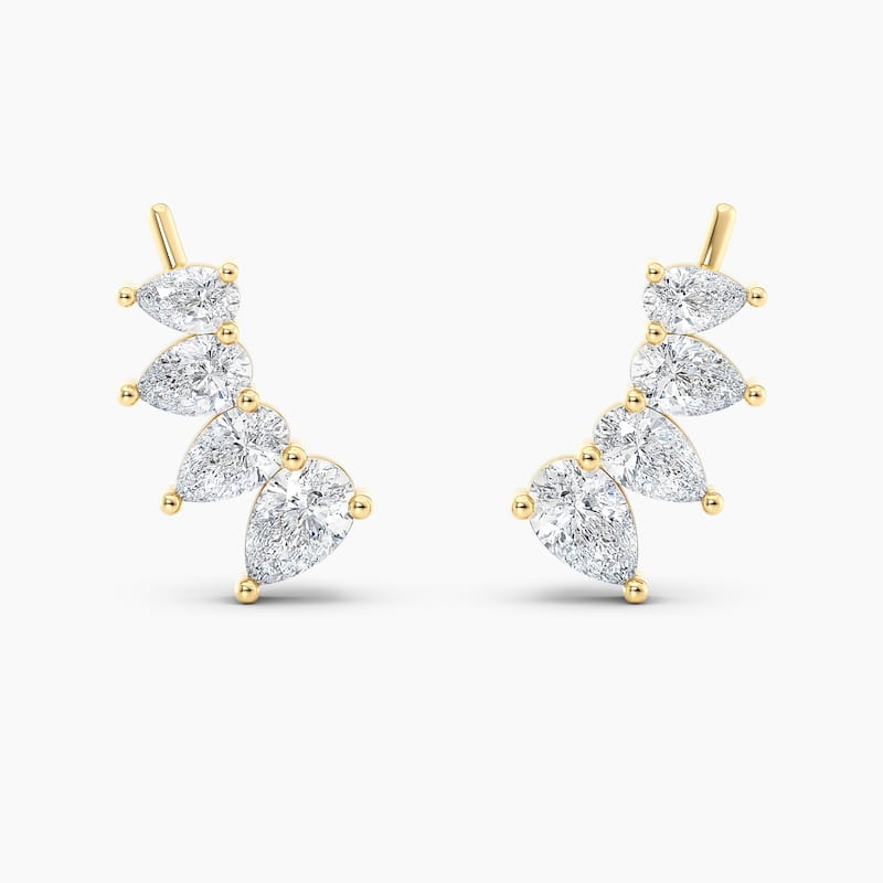 Auriya 1 1/4ctw Pear Lab Grown Diamond Climber Earrings 14-karat Gold (E-F, VS1-VS2)
