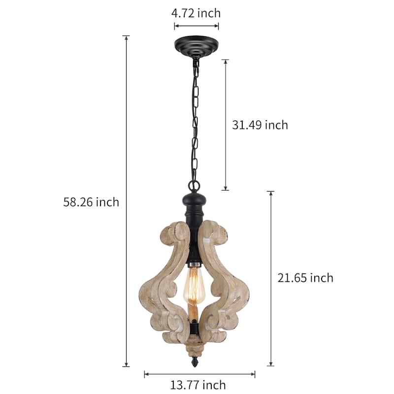 Starsky 1-Light Rustic Wood Ceiling Light Farmhouse Lantern Pendant