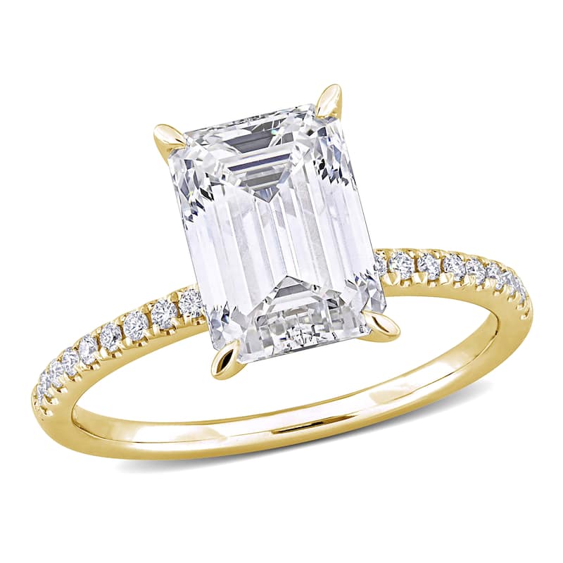 3 1/10ct TW Emerald Lab-Grown Diamond Solitaire Engagement Ring in 14k Yellow Gold