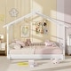 preview thumbnail 8 of 31, Extendable House Bed Twin to King Daybed with Roof and Fence Rails