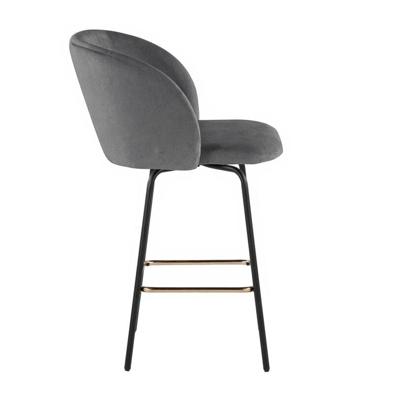 Silver Orchid Harding 26" Fixed-Height Swivel Counter Stool with Metal Legs (Set of 2)