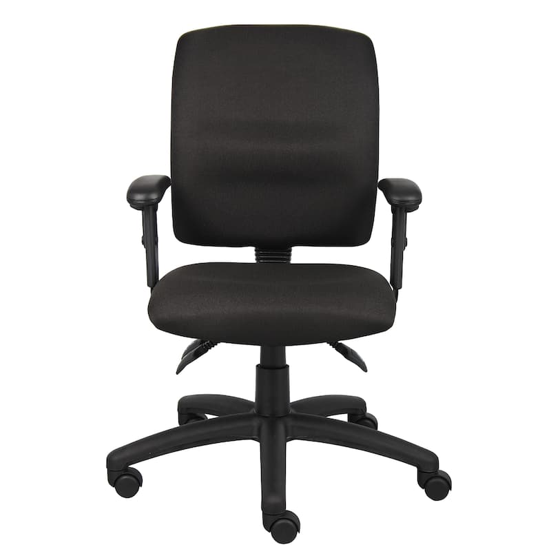 Zean Swivel Task Chair, Adjustable Arms, Black Crepe Fabric, Rolling