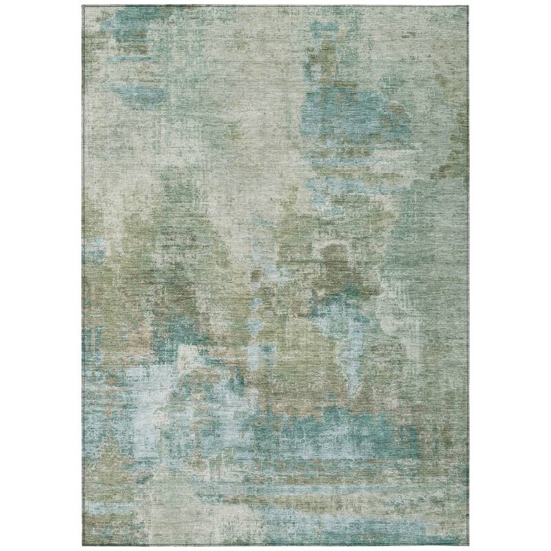 Machine Washable Indoor/ Outdoor Abstact Contemporary Chantille Rug