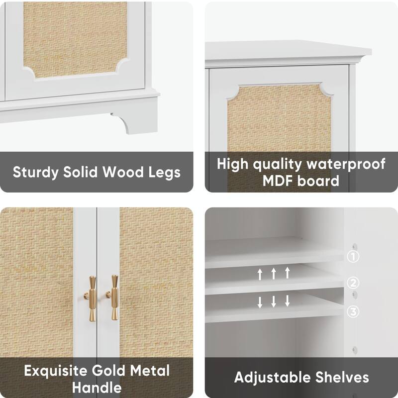 Bohemian Buffet Cabinet - Rattan Doors & Anti-Tip Safety Kit