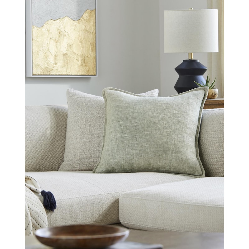 Alexandrea Modern & Contemporary Border Decorative Throw Pillow - 20"L x 20"W - Feather Down - Green