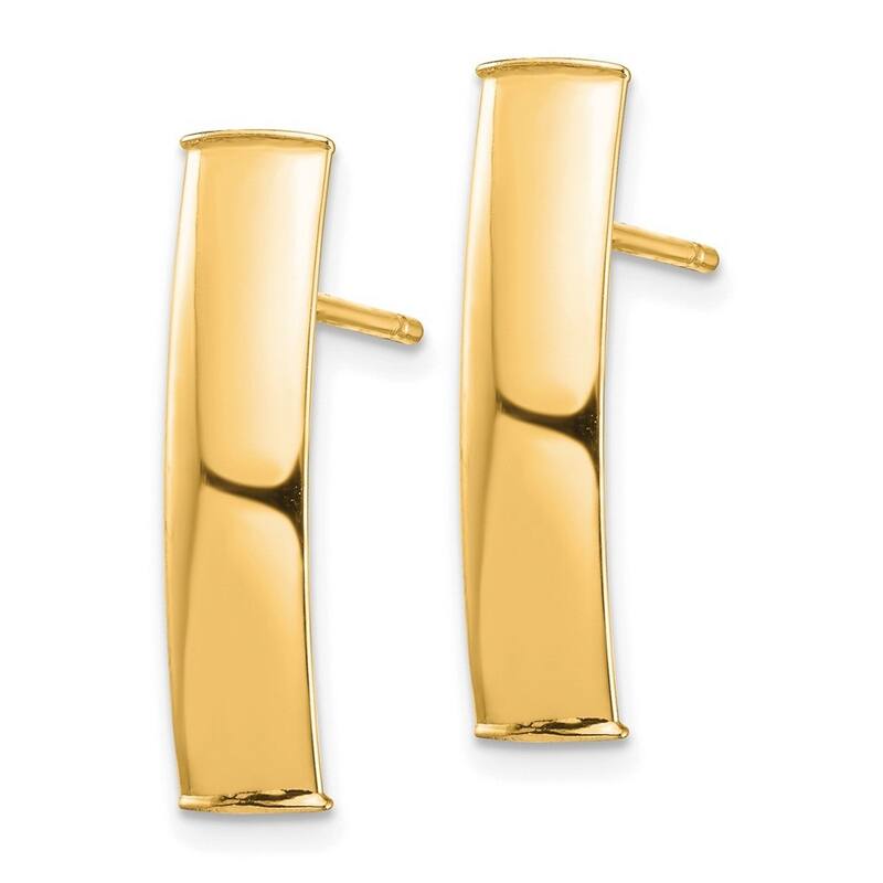 Curata 14k Yellow Gold Polished 21.4x5.04mm Post Earrings