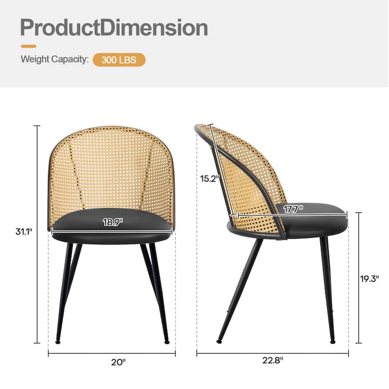 Modern Upholstered Rattan Dining Chairs Set of 2/4