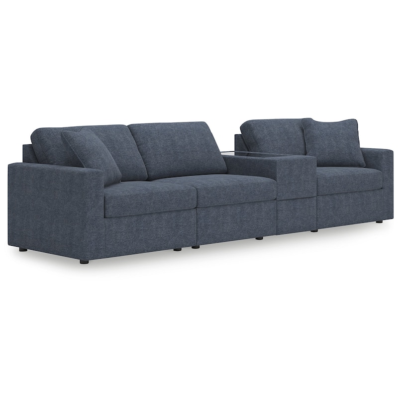 Signature Design by Ashley Modmax 4-Piece Sectional with Storage Console - 125"W x 37"D x 36"H - Blue