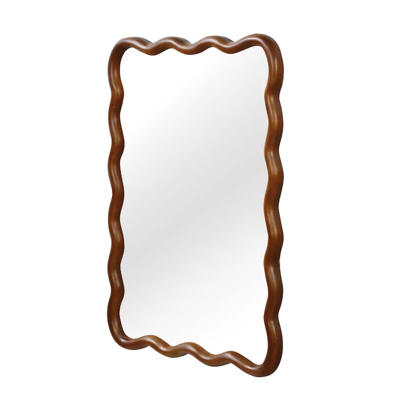 20"x30" Wavy Rectangle Solid Wood Frame Decorative Mirror