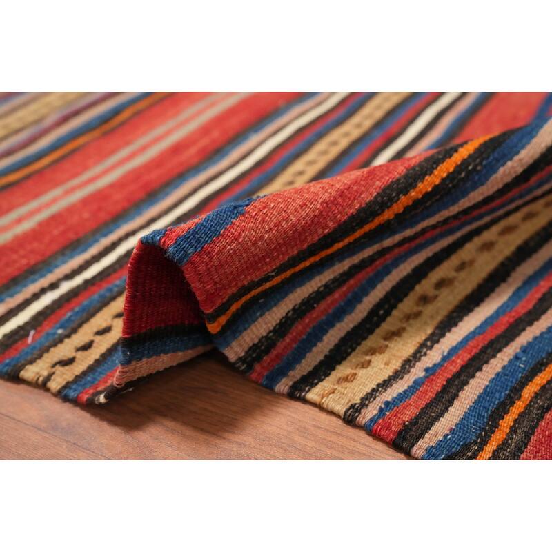 Hand Woven Oriental 100% Wool Carpet Southwestern Geometric Oranges & Rust Kilim Area Rug - 7' 11'' X 5' 2''