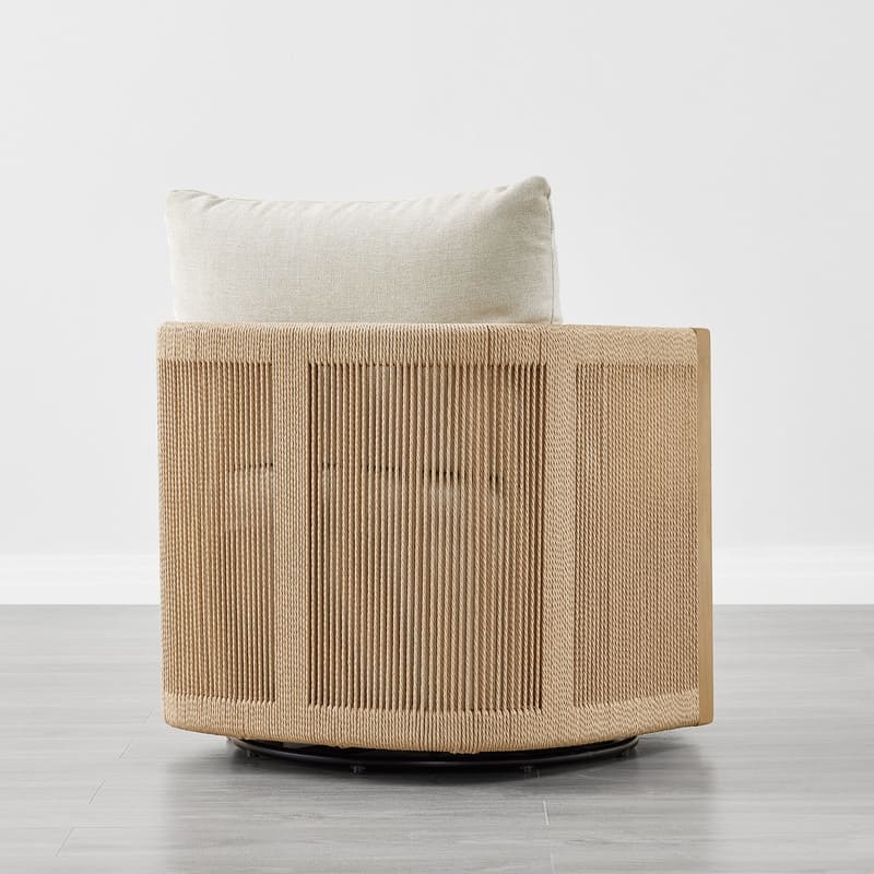 Spruce & Spring Modern Boho Braid Swivel Accent Chair with Hand-Woven Paper Cord Arm