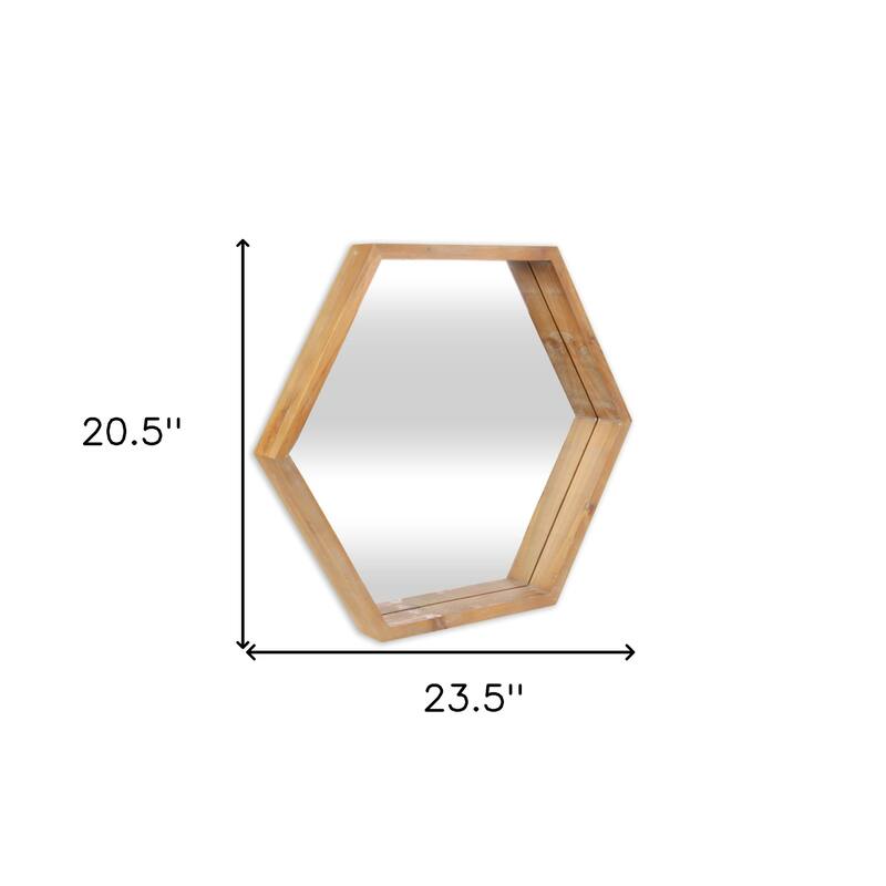 HomeRoots 21" Brown Hexagon Wood Framed Accent Mirror