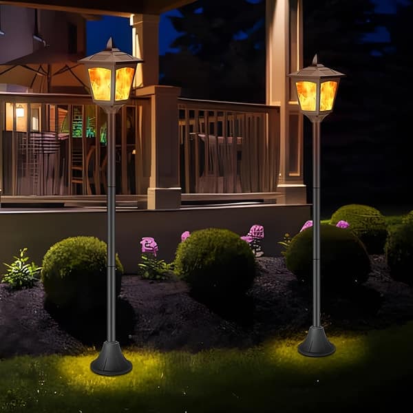 2-Pack Solar Flame Post/Fence Cap Light – Waterproof, Flickering LED, Outdoor Deck/Garden