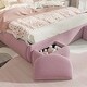 preview thumbnail 21 of 29, Twin/Full Size Upholstered Platform Bed w/Cartoon Ears Shaped Headboard & Light, Cartoon Twin Bed Frame w/2 Small Storage Stools