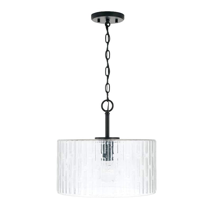 Emerson 1-light Dual Mount Semi-Flush/ Pendant w/ Embossed Seeded Glass