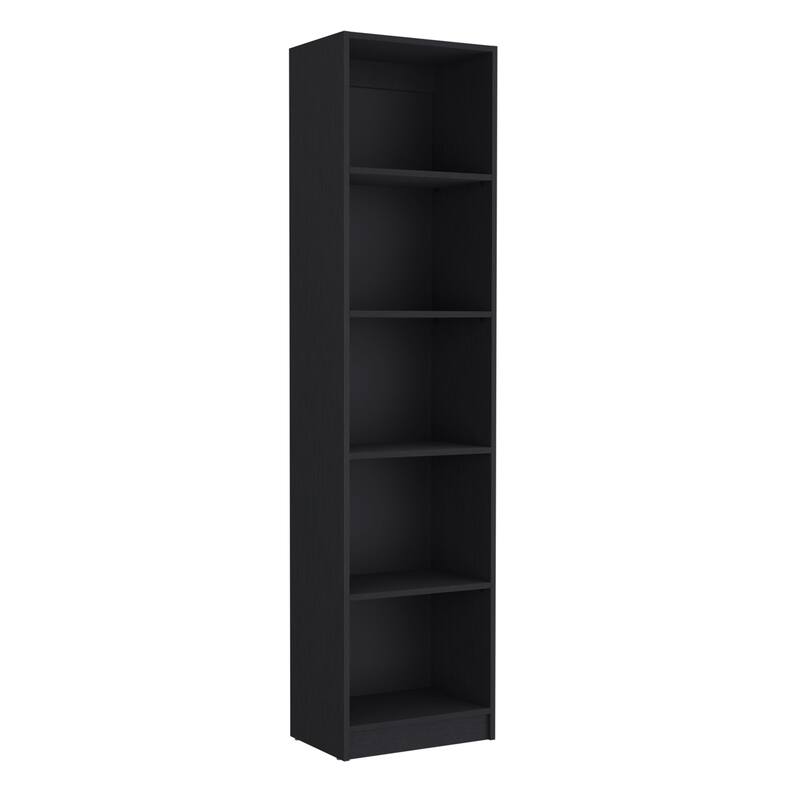 Zachary Black 5-Shelf Slim Bookcase