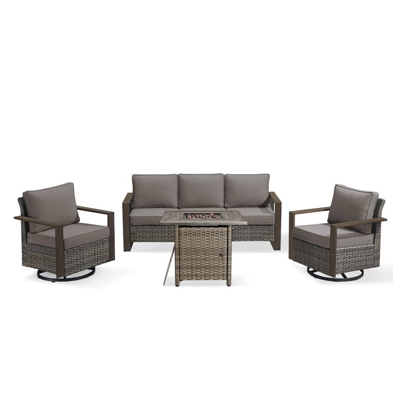 Pocassy Outdoor Sofa Patio Swivel Chair Funiture Set