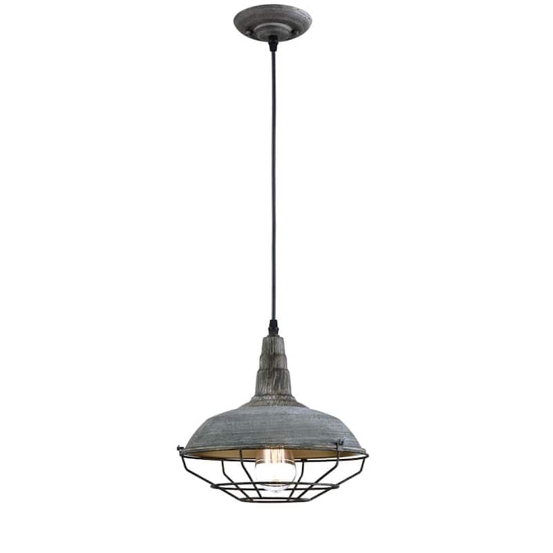 Industrial Nautical Barn Distressed Finish Iron Wire Caged Pendant