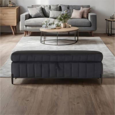 49.21" Upholstered Velvet Storage Bench with Metal Legs for Bedroom