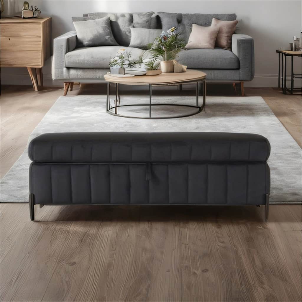 49.21" Upholstered Velvet Storage Bench with Metal Legs for Bedroom