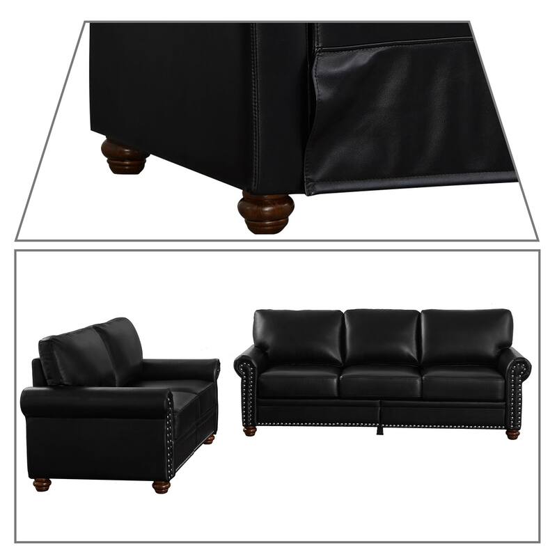 Vintage 2-Piece PU Upholstered Living Room Set