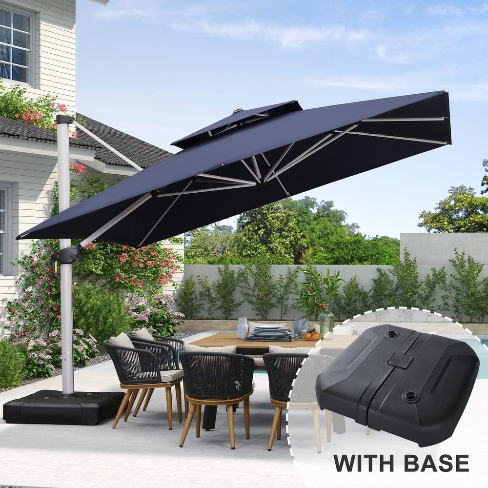 PURPLE LEAF 11ft Square Patio Cantilever Umbrella with Base