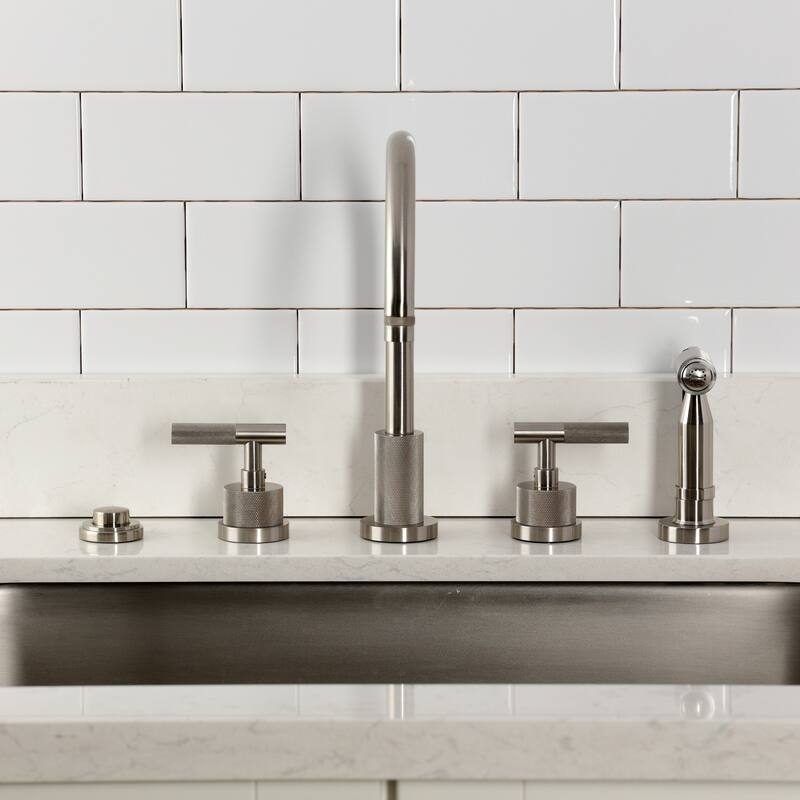 Kingston Brass Essex Double-Handle Wall-Mount Pre-Rinse Bridge Kitchen Faucet