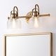 preview thumbnail 1 of 113, Shirley Metal/Glass LED Vanity Light, by JONATHAN Y 2-Light - Brass Gold/Clear