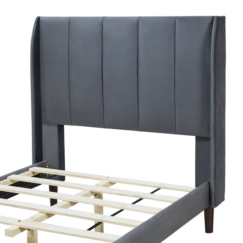 Modern Upholstered Platform Bed Twin/Full/Queen, Velvet with Storage Space