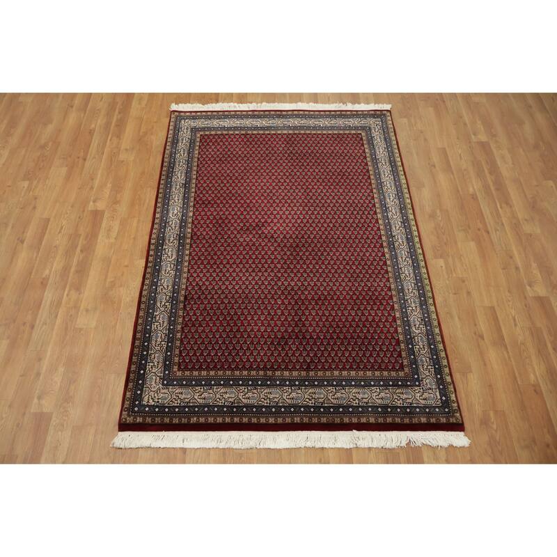 Hand Knotted Oriental 100% Wool Carpet Traditional Paisley Red Botemir Area Rug - 6' 0'' X 4' 2''