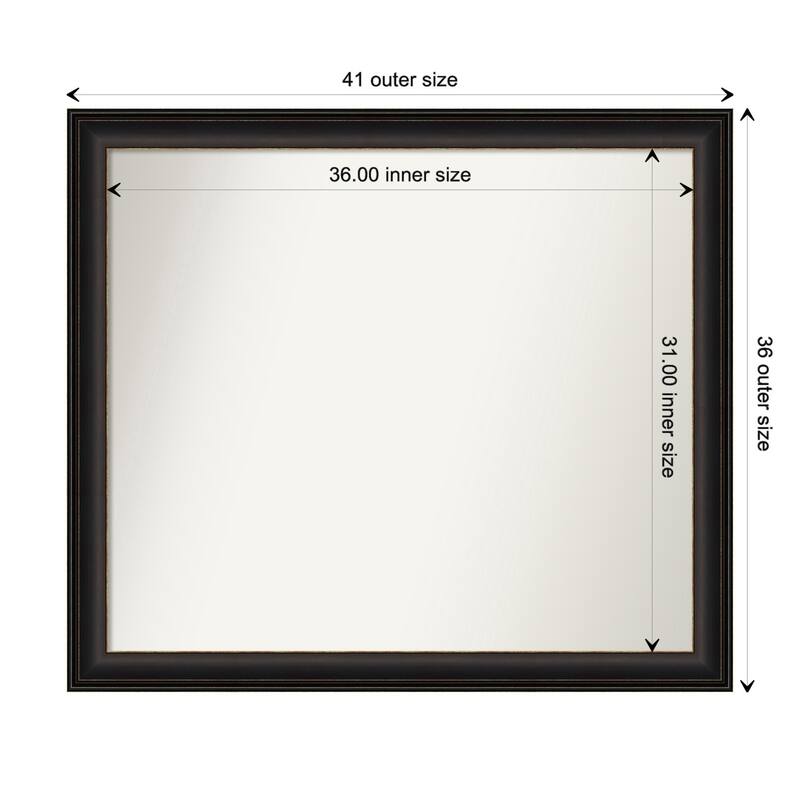 Trio Oil Rubbed Bronze Framed Non-Beveled Custom Wall Mirror, Bathroom Vanity Mirror - Outer Size: 40.5 x 35.5