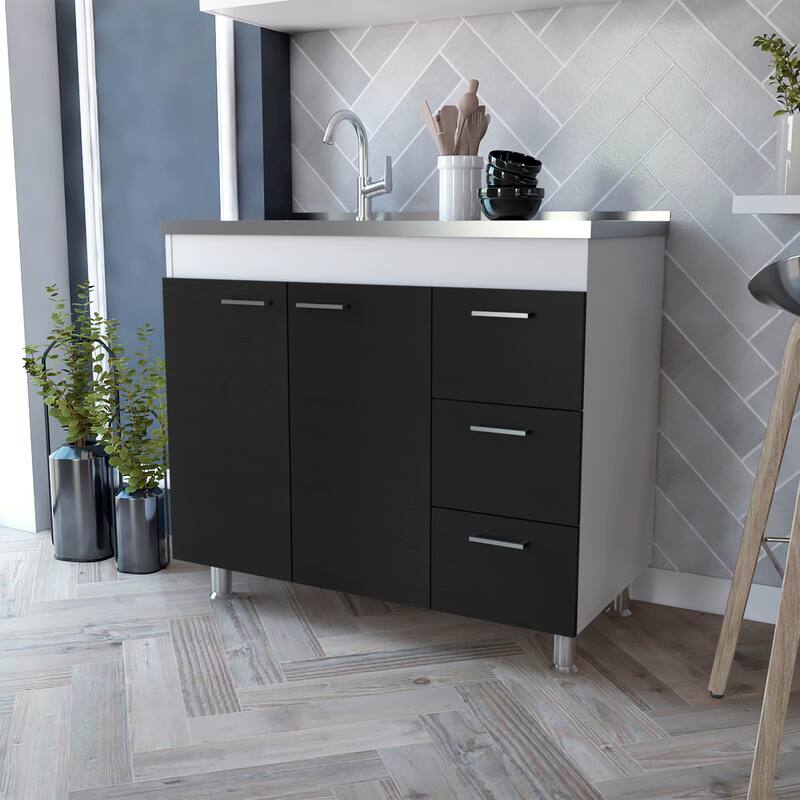 Utility Sink for Kitchen, Dining Room, White / Black,Easy To Assemble