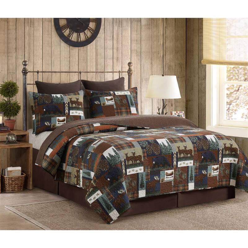 Rutherford Breeze Rustic Lodge Cotton Quilt - Reversible and Machine Washable