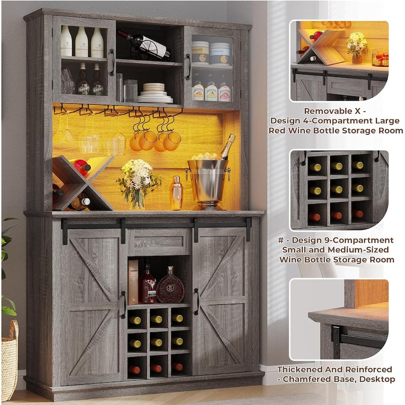 Buffet Cabinet Bar Cabinet Coffee Credenza Sideboard Barn Door Drawer