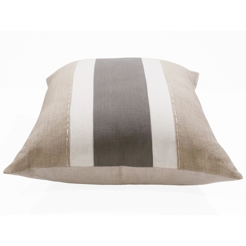 Sevita Hand-Woven Striped Linen Throw Pillow, 20" x 20"