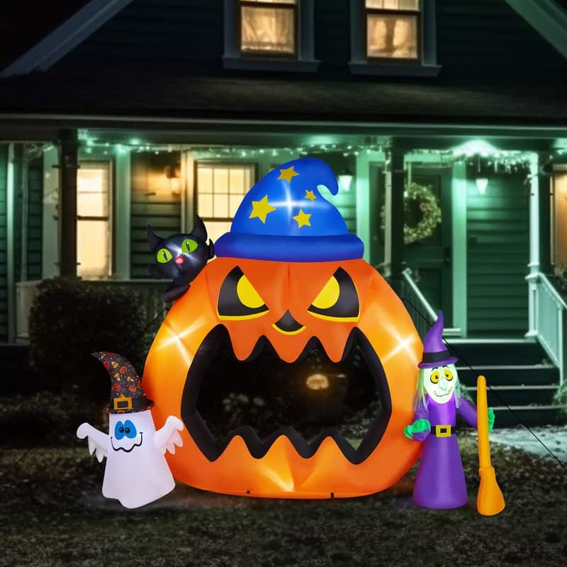 7FT Pumpkin Photo Prop Inflatable Halloween Outdoor Decorations - Black