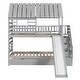 preview thumbnail 8 of 22, Twin Over Twin House Bunk Bed with Slide & Trundle, Solid Wood Bunk Bed Frame w/Storage Staircase, Roof & Window for Kids, Teens