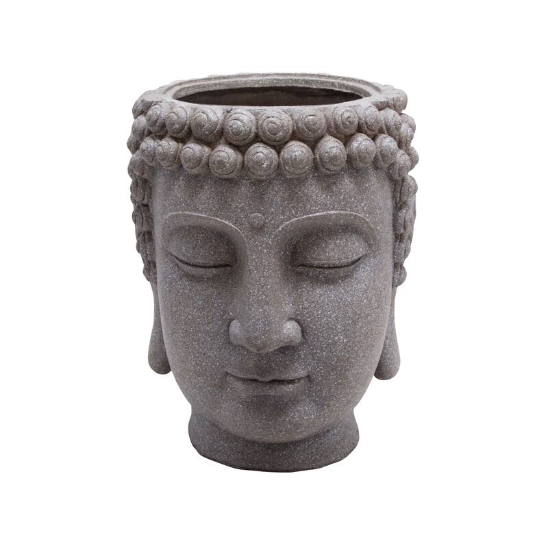 Gray Buddha Head Planter 16.75"H - 14.25" x 14.0" x 16.75"