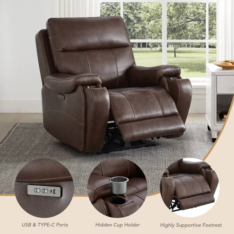 Spruce & Spring Gavin Power Genuine Leather Recliner Chair Zero-Gravity Recliner