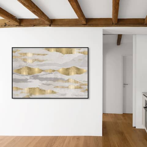 Oliver Gal 'Mountains Of Life' Abstract Wall Art Framed Canvas Print Textures - Gold, Gray