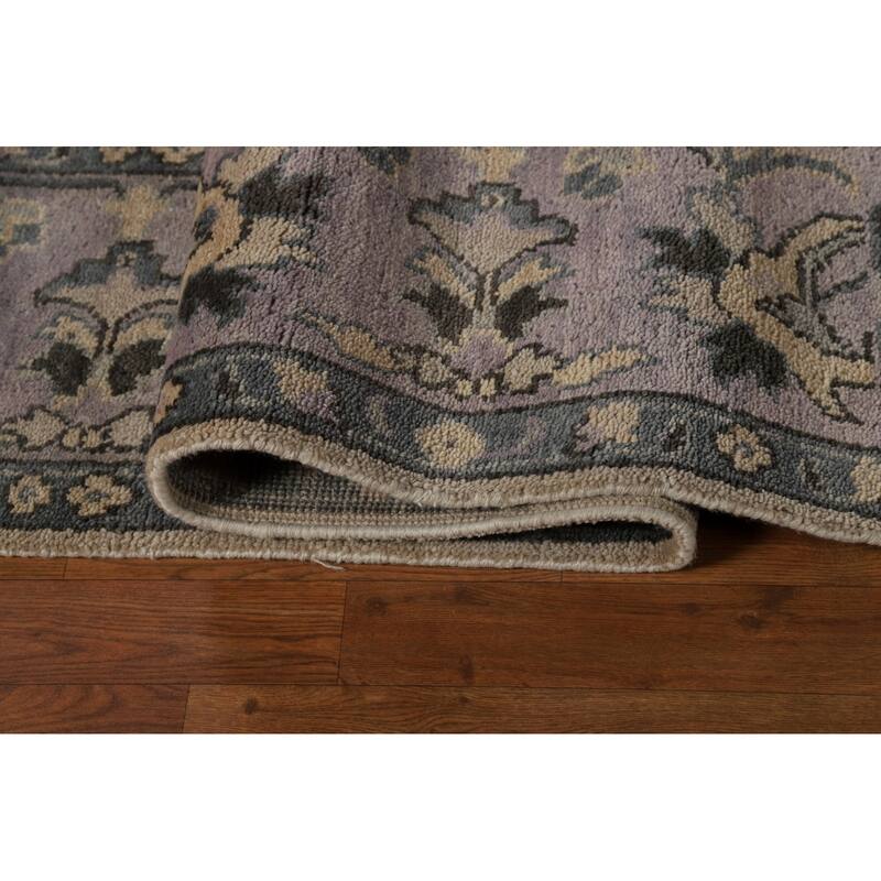 Oushak Indian Area Rug Handmade Beige Floral Wool Carpet - 9'0"x 11'7"