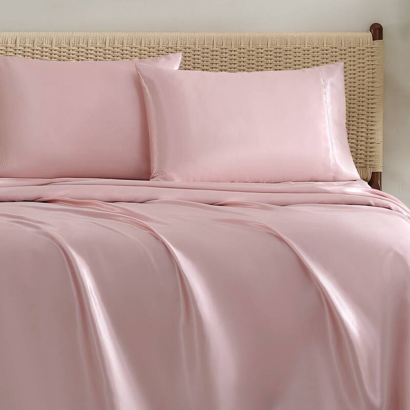 Jessica Simpson Silky Satin Sheet Sets - Pink Lotus - Twin XL