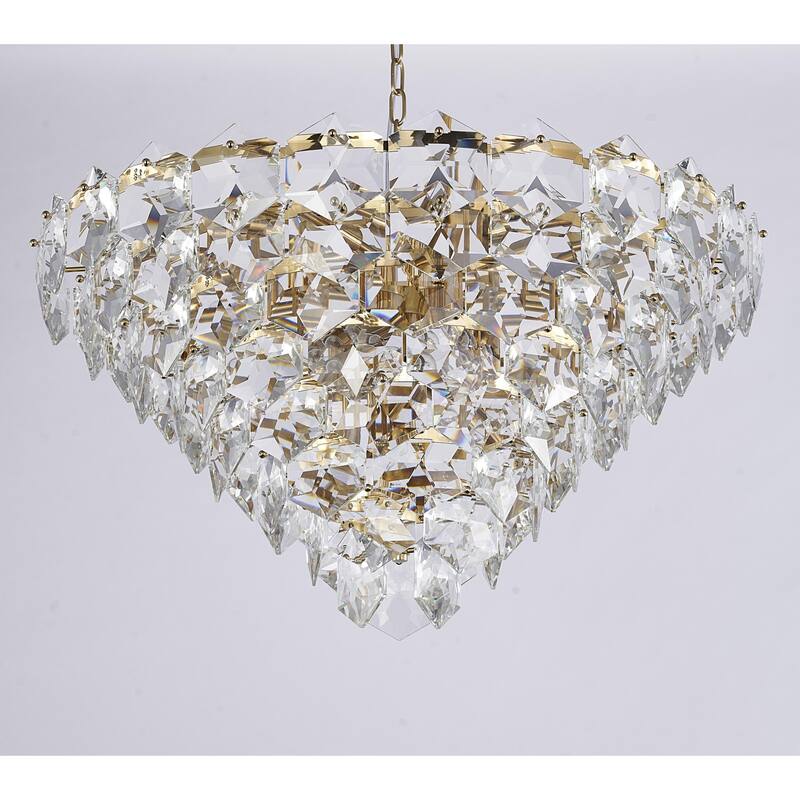 15-Light Gold Chandelier With Clear Crystal Accents - Overstock - 40531859
