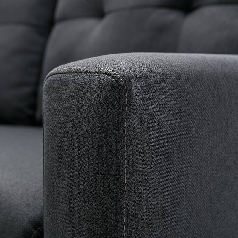 Linen L-Shaped 3-Seat Sofa Convertible Sectional Sofa