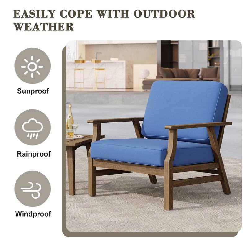 Jamie 2 Set 31" W Outdoor Acacia Wood Club Chairs with Cushions
